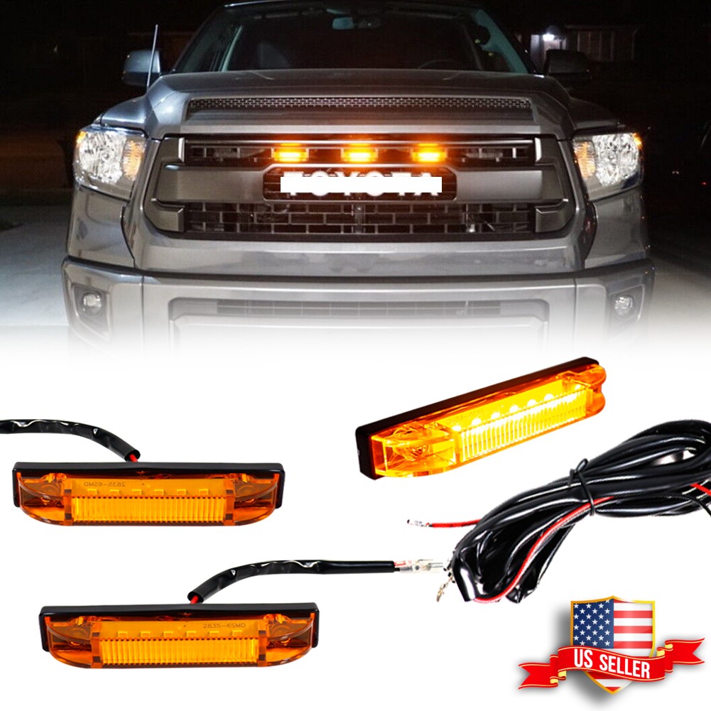 3PCS Amber Lens LED Grille Running Light Kit For 2014-21 Tundra w/TRD Pro Grill