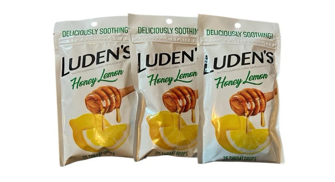 3 Bags Luden's LUDENS Honey Lemon Flavor Throat Drops 25 Ct EACH SEALED