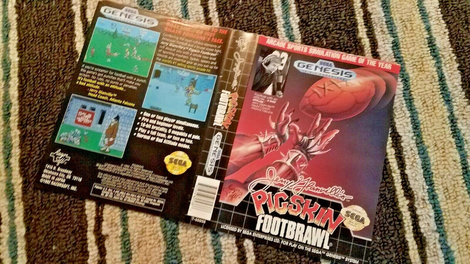 BOX ART ONLY Pigskin Footbrawl Original Sega Genesis Case Sleeve
