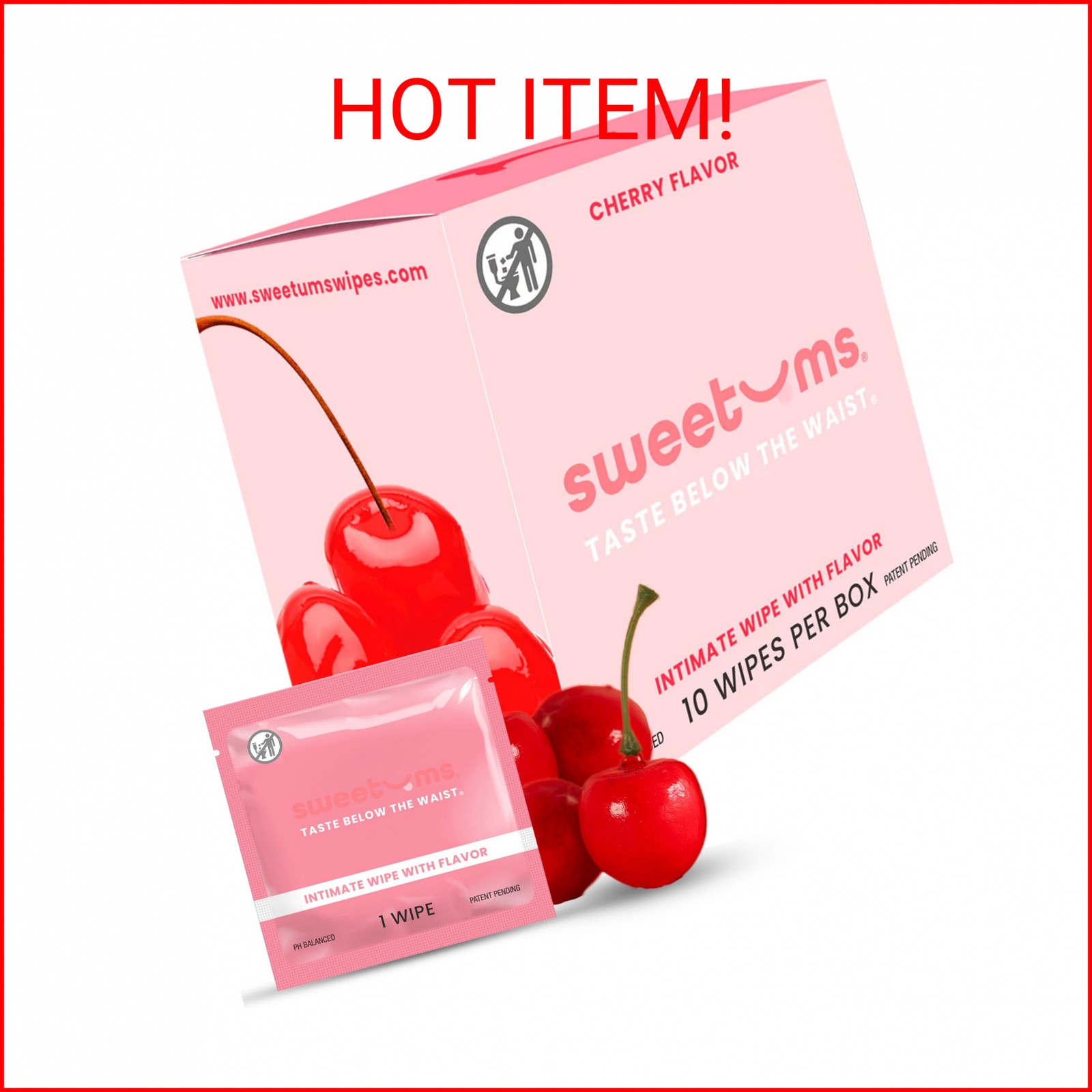 Sweetums Feminine Wipes For Women, Individually Wrapped - pH Balanced Flavored I