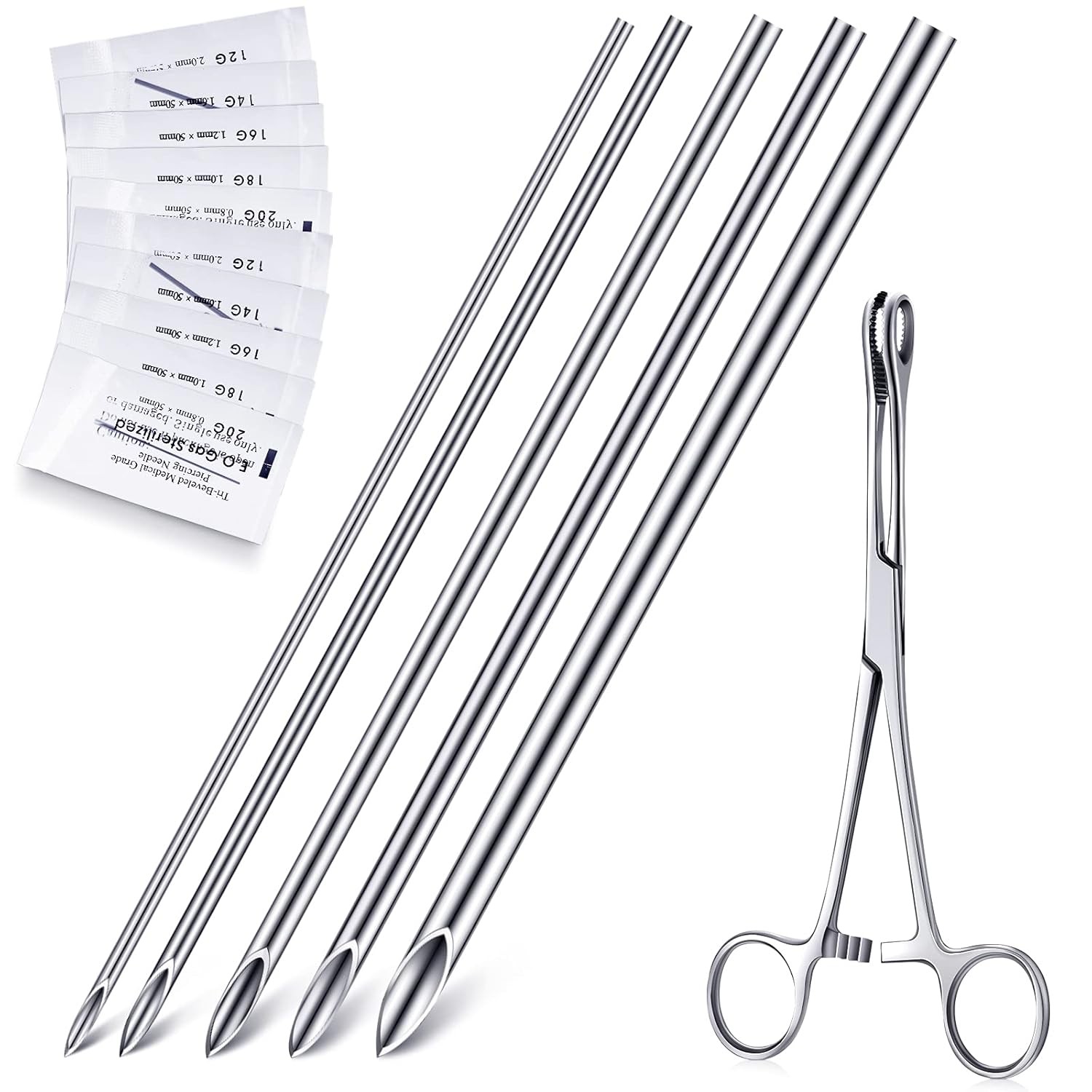 Chumia Piercing Kit 100 Pcs Needle with 1 Clamps Stainless...