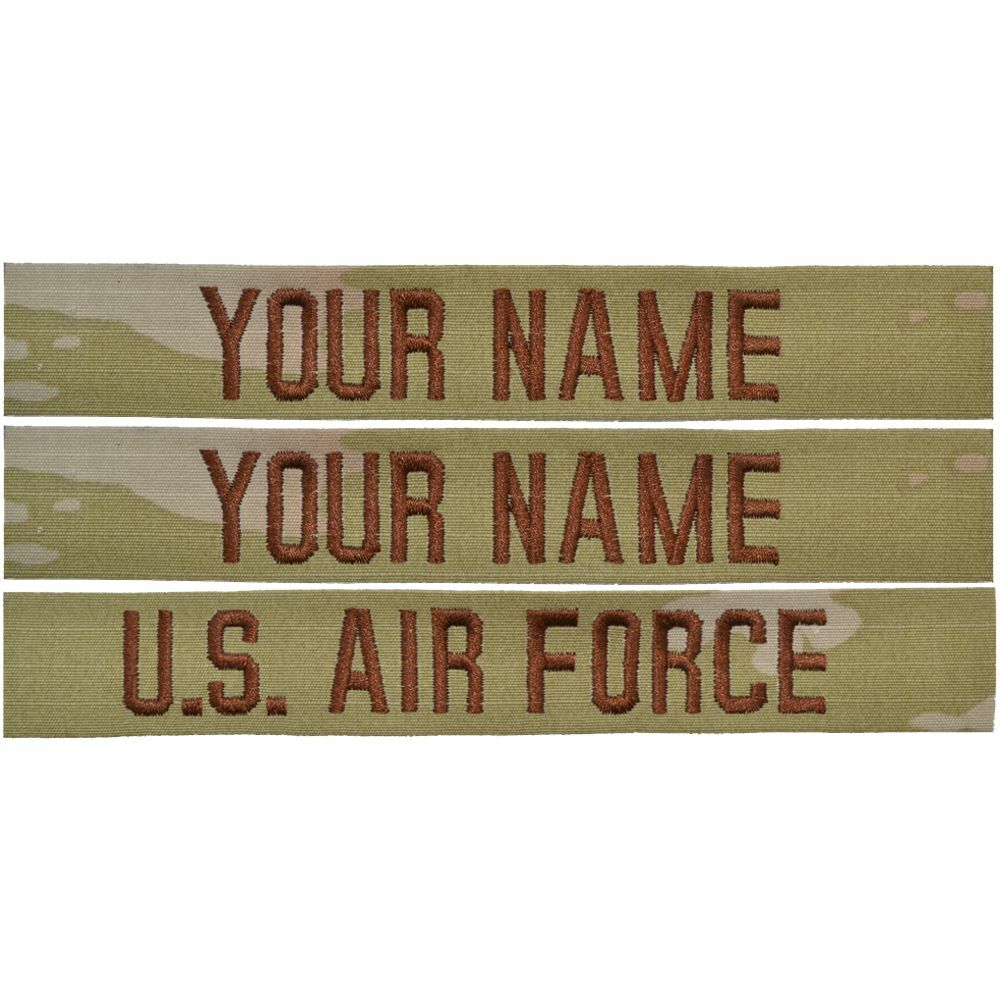 3 Piece Custom Air Force Name Tape Set - SEW ON - 3-Color OCP