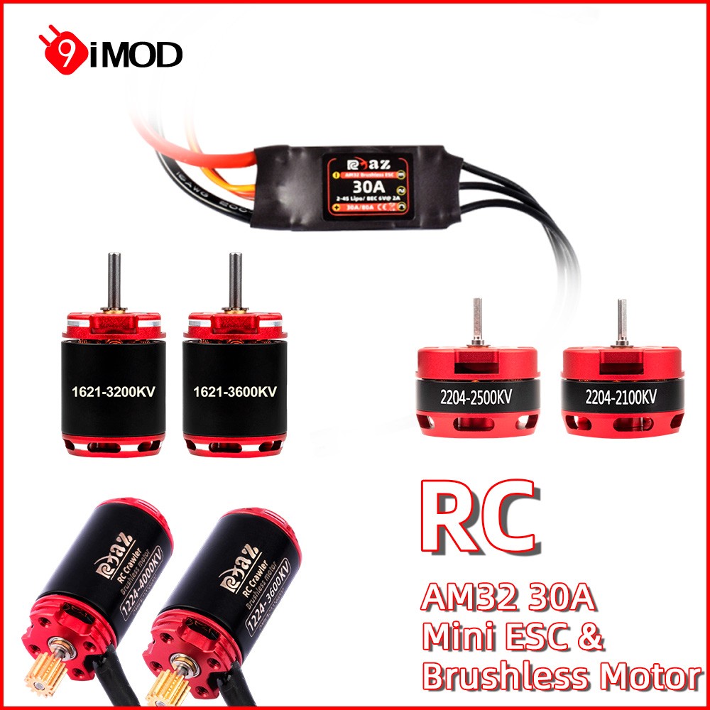 RC Brushless Combo 30A ESC 1224 1621 2204 Motor For RC 1/18 1/24 Crawler Car