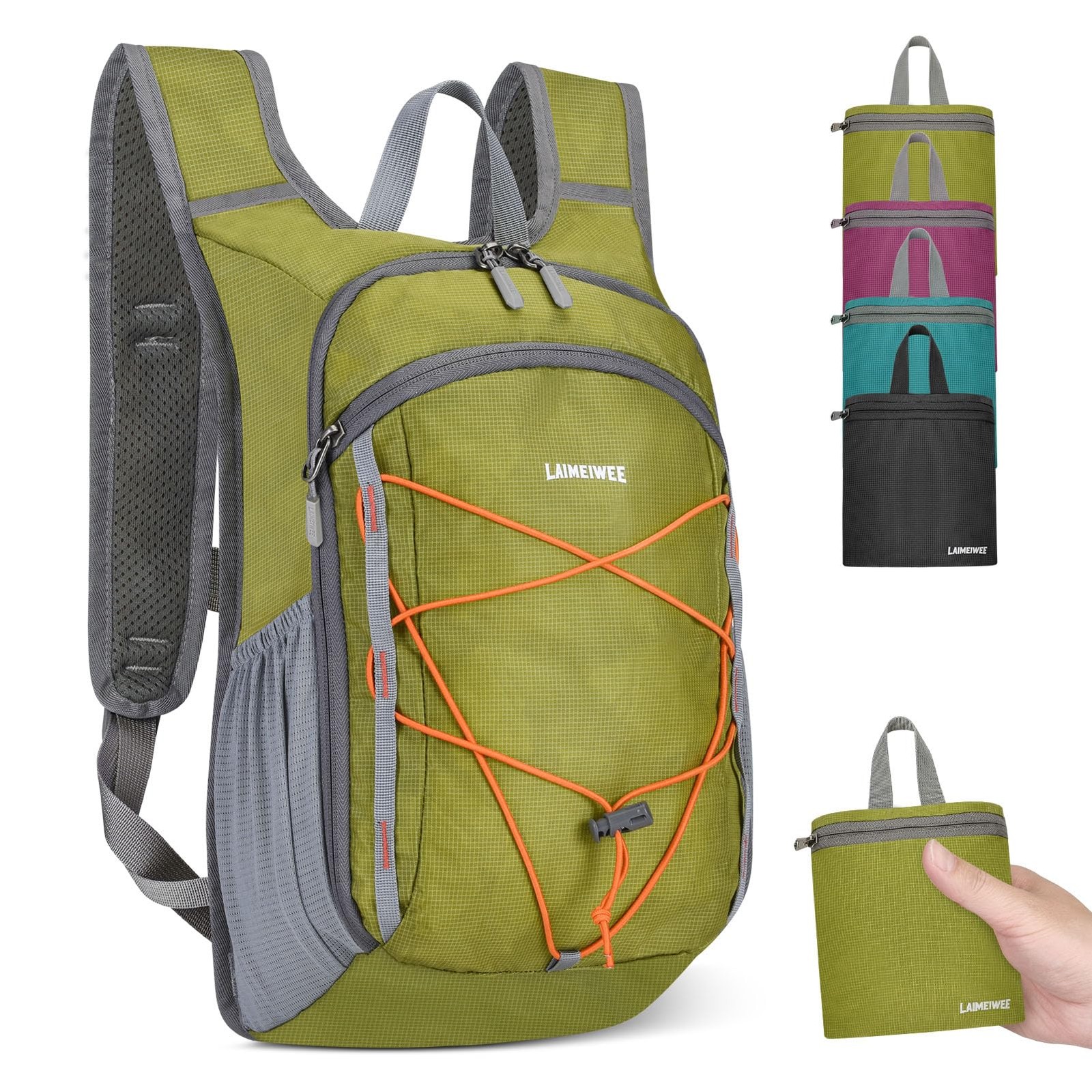 Green 13L Small Hiking Backpack Women Men Lightweight Foldable Daypack Travel