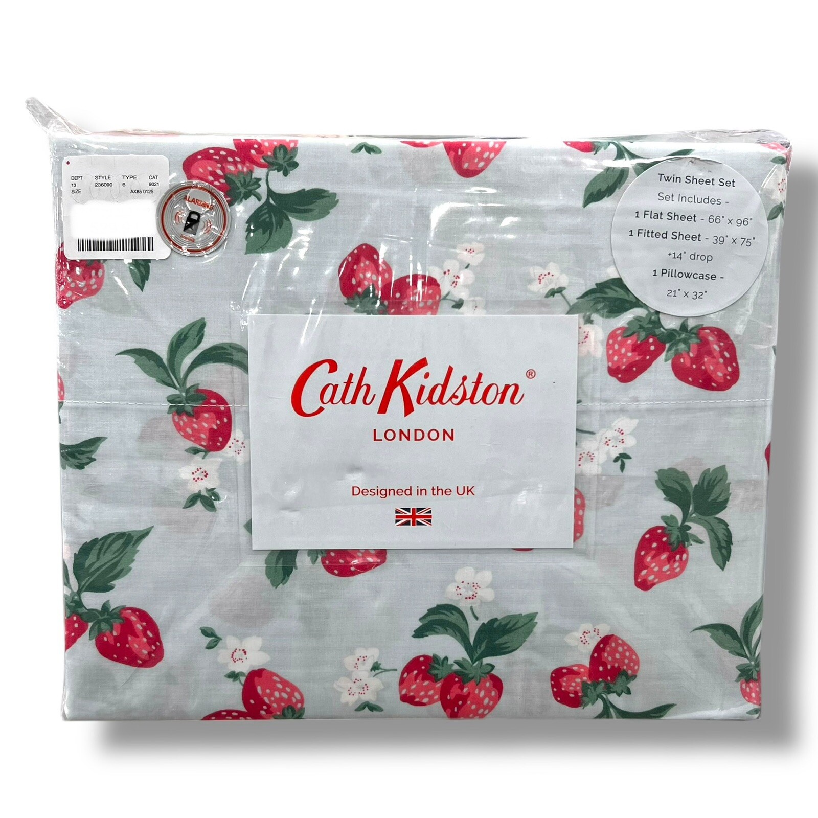 Cath Kidston New TWIN Summer Strawberry Duckegg Sheet Set 100% Cotton