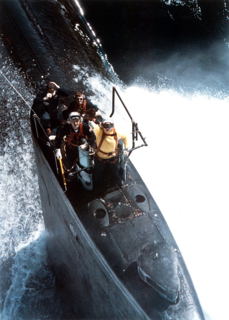 US Navy sailors on the sail of submarine USS Scranton SSN-756 Photo Print