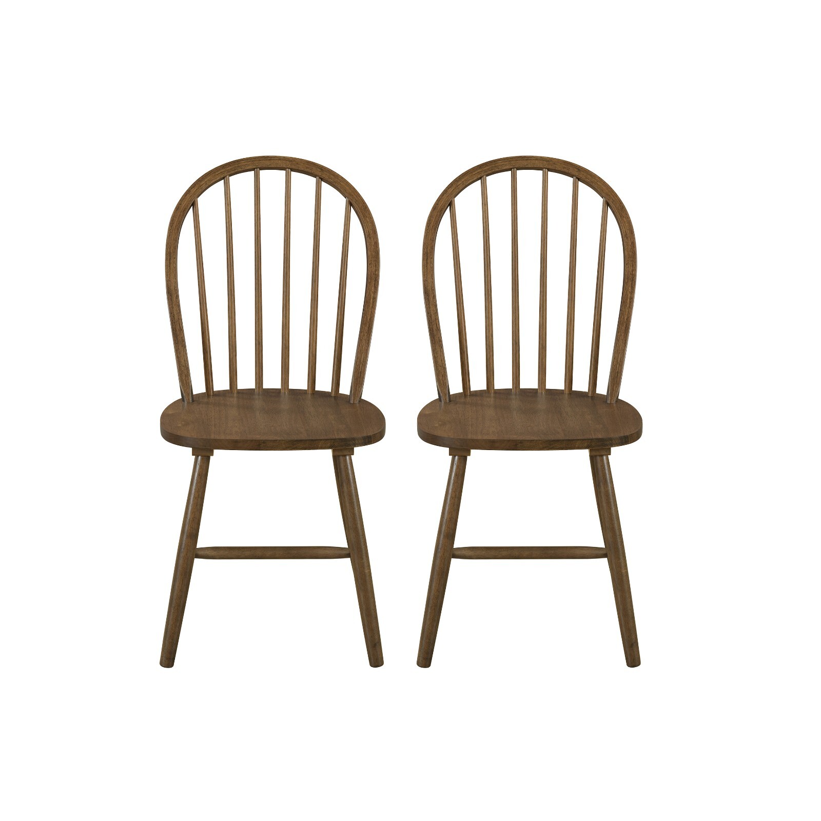 Set of 2 Farmhouse Spindle Back Dining Chairs with Rubberwood Frame