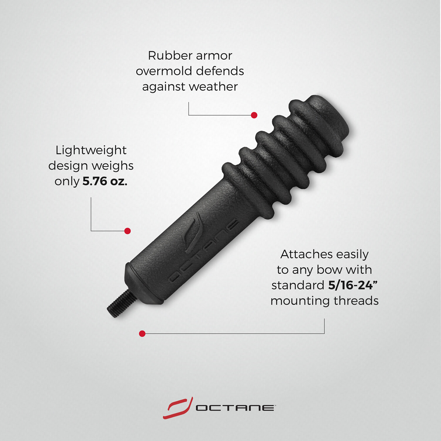 OCTANE Boost 5in Durable Weatherproof Lightweight Archery Stabilizer (10082)