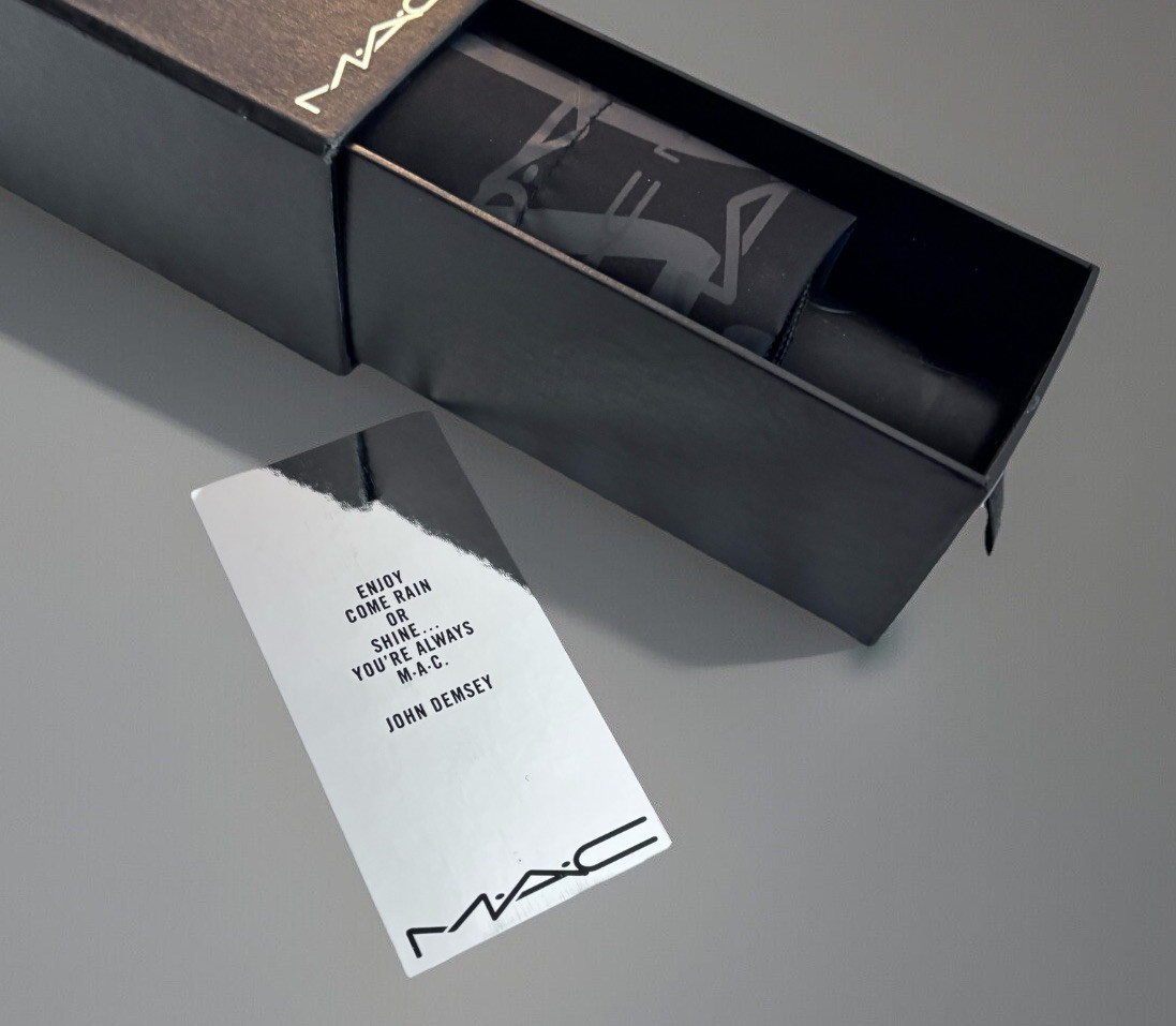 RARE! MAC Cosmetics Black On Black Logo Umbrella - Exclusive Employee Gift - HTF