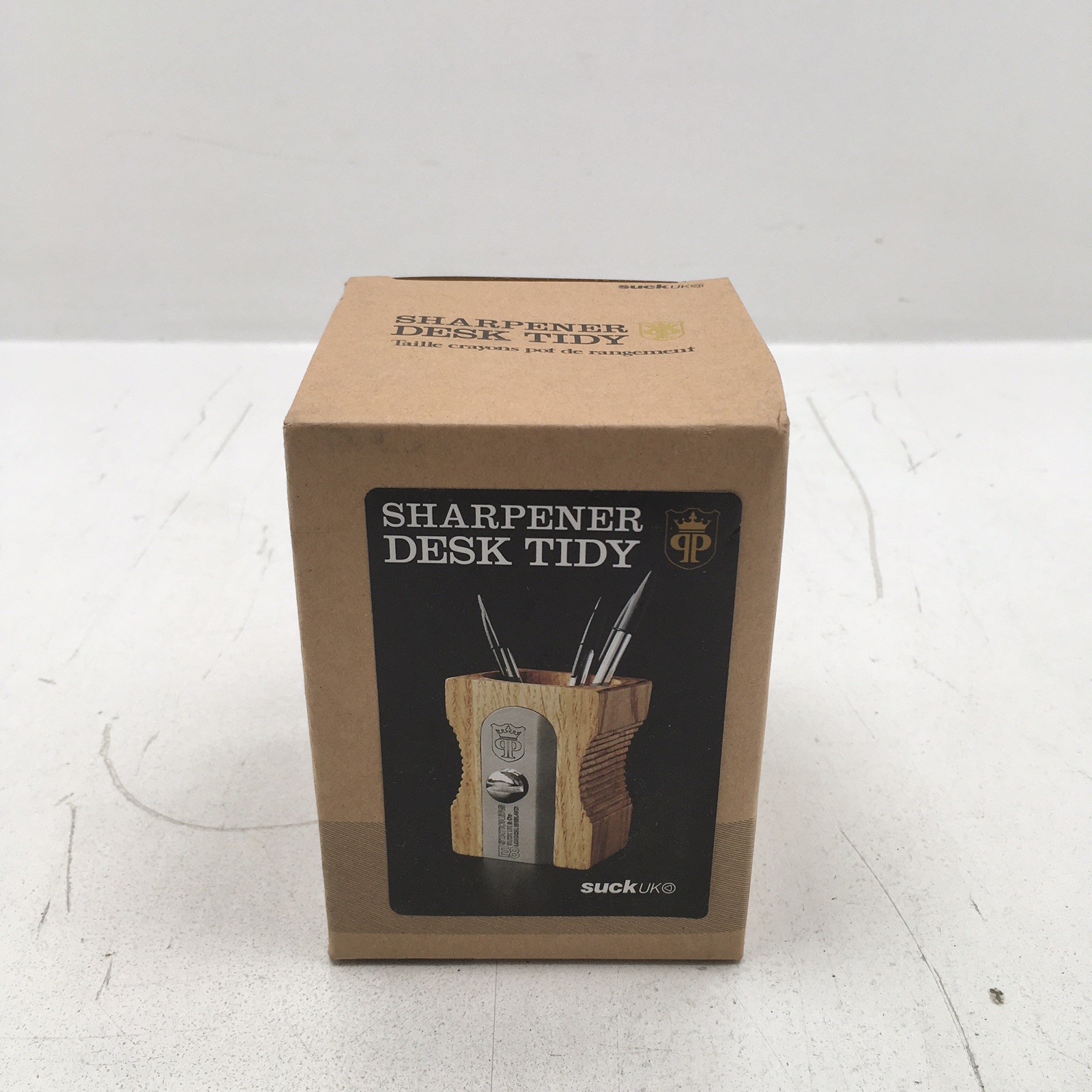 Suck UK Wooden Pencil Holder, Sharpener Desk Caddy, Brown, Lot of 3, NIB
