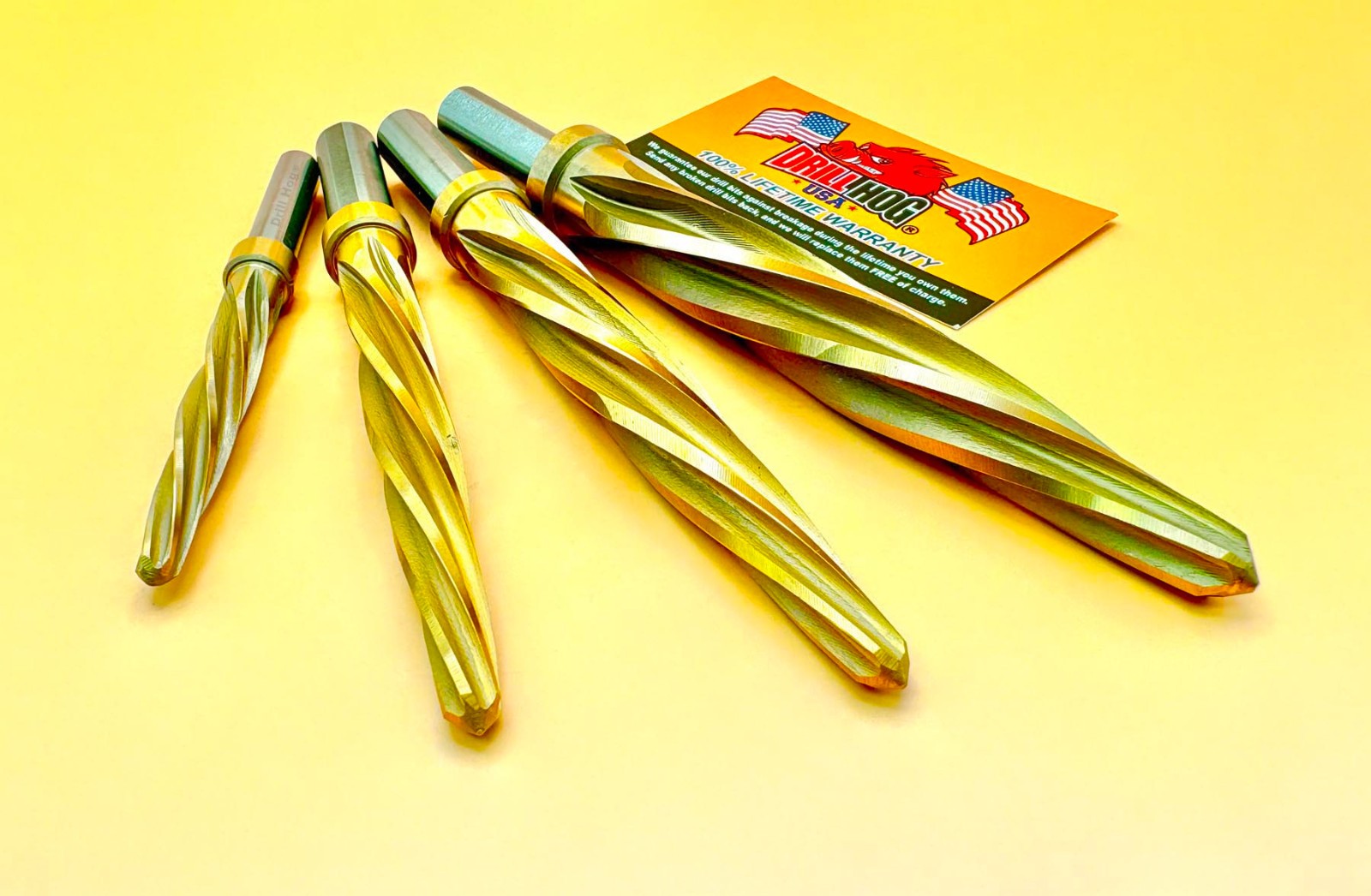 4 Pc Tapered Reamer Set 3/8, 1/2, 5/8, 3/4 Cobalt M42 Chucking Reamer Drill Hog®