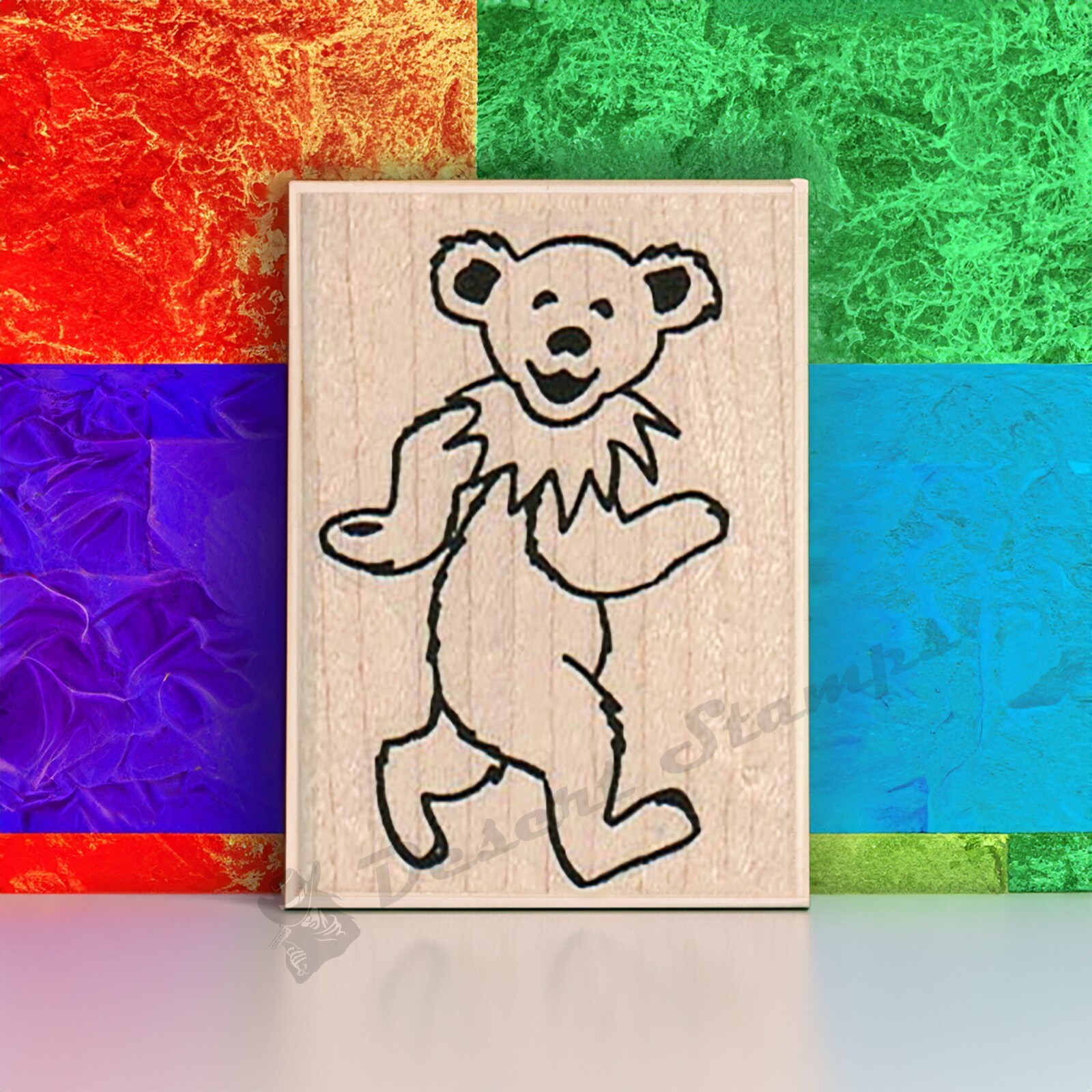 Mounted Rubber Stamp, Bear Walking, Grateful Dead, Dancing Bear, Bear Stamp