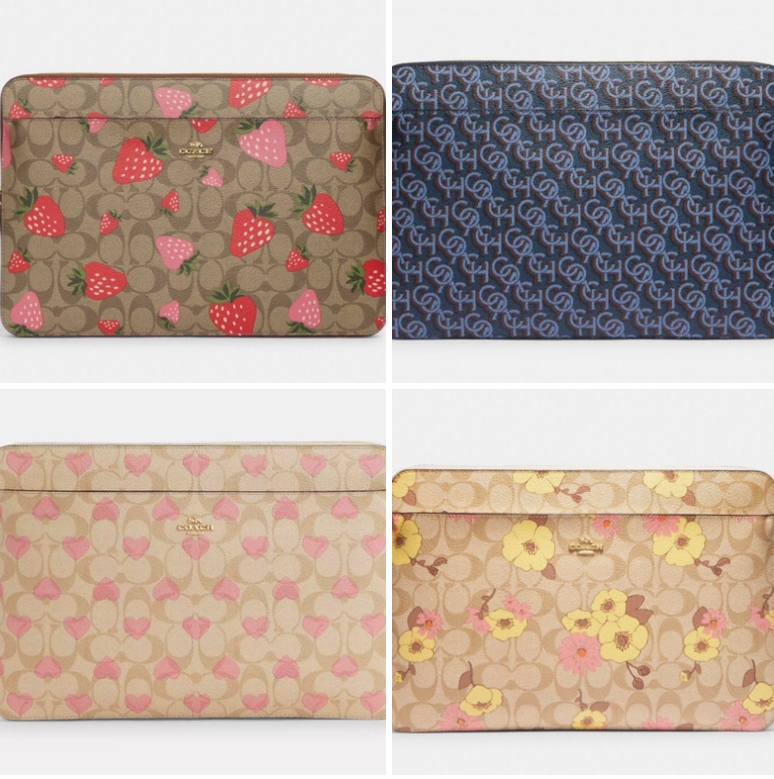NWT Coach Laptop Sleeve In Signature Canvas Leather 13 inch