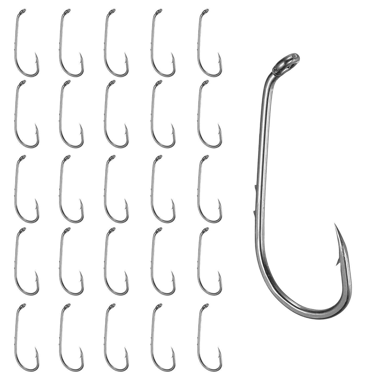 100Pcs Bait Holder Fishing Hook, Long Shank Barbed Fishing Hooks, 2#, Black