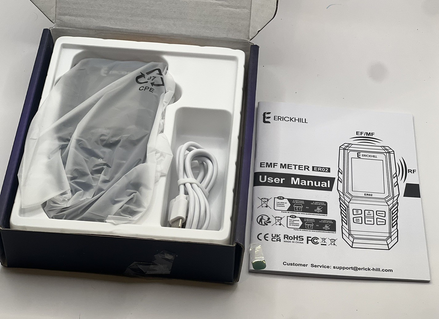 Erickhill ER02 Rechargeable EMF Tester 3 In 1 EF RF EMF Meter