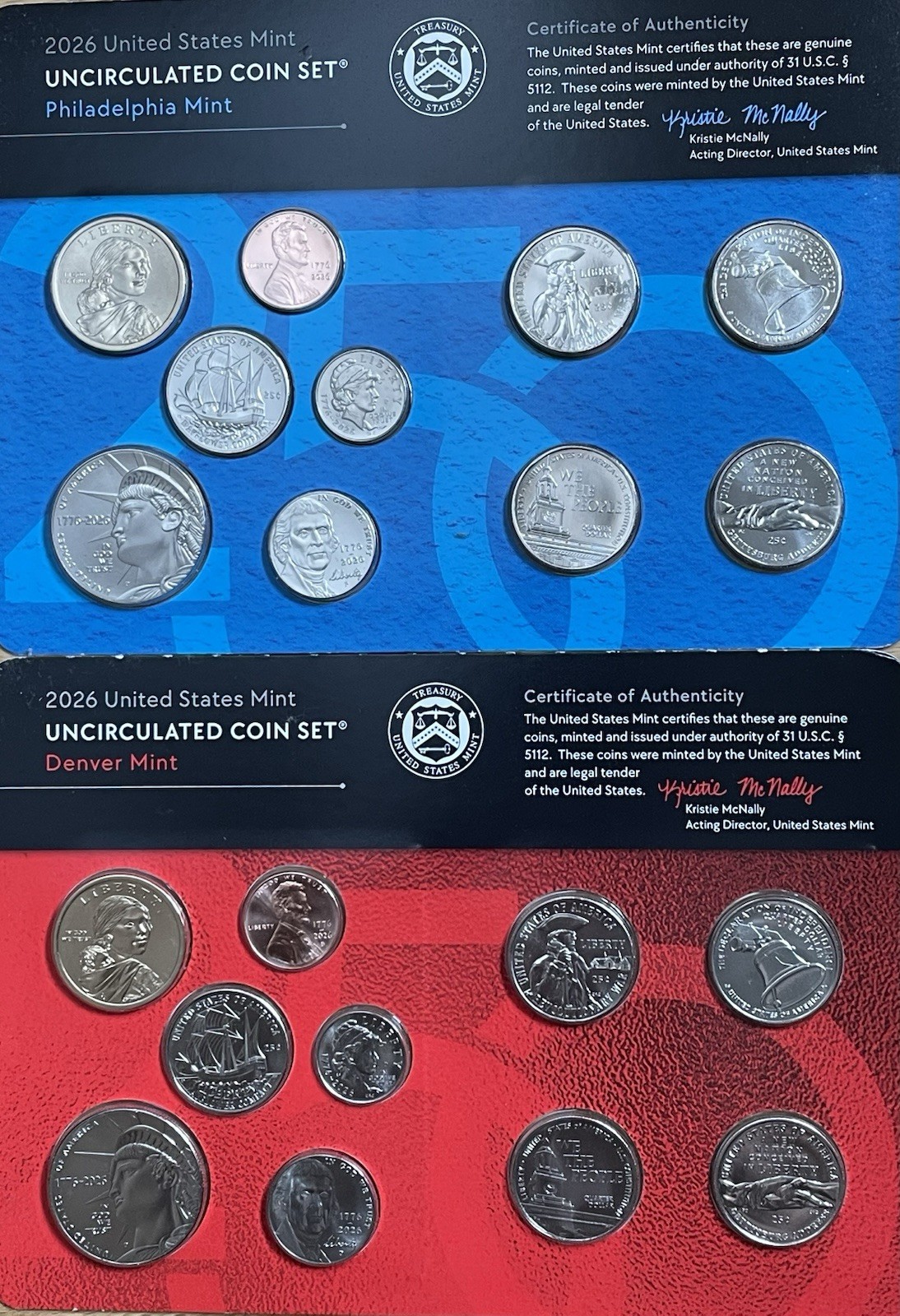 US MINT UNCERCULATED COIN SET 2026 P&D With RARE DUAL DATE CENT