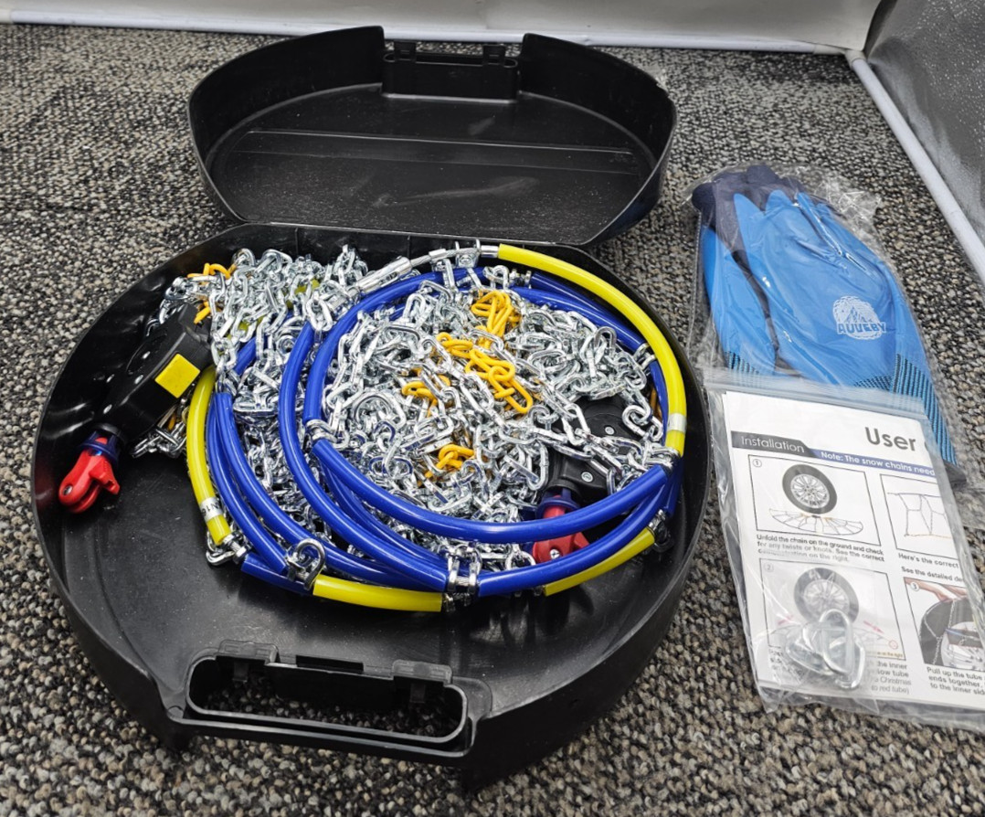 (QTY 2) AUVEBY HKN-160 Auto Tightening Snow Chains Tire Chains For Cars SUV