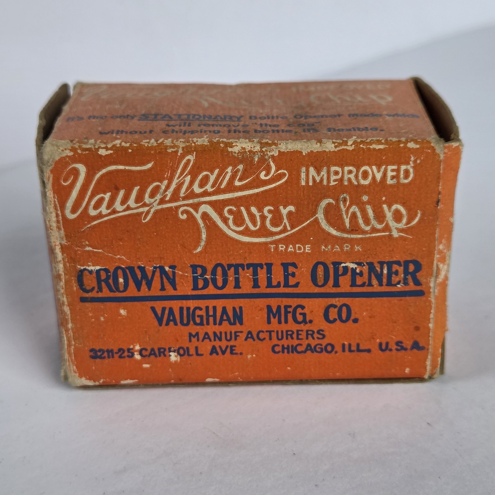 Vintage Vaughan's Never Chip Crown Bottle Opener NOS w/ Box