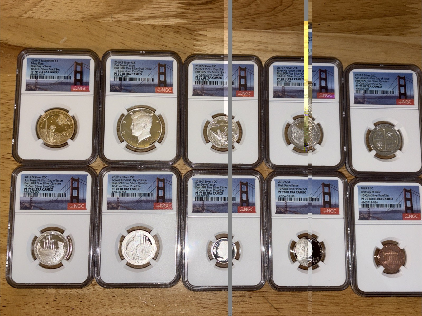 2019-S 10-Coin Silver Proof Set NGC PF70 Ultra Cameo First Day Issue