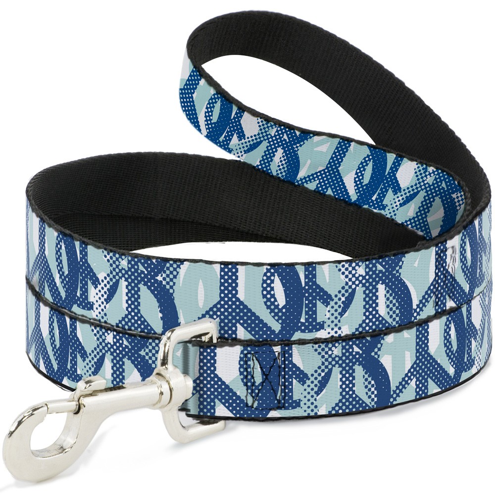 Dog Leash Peace Dots White/Blue