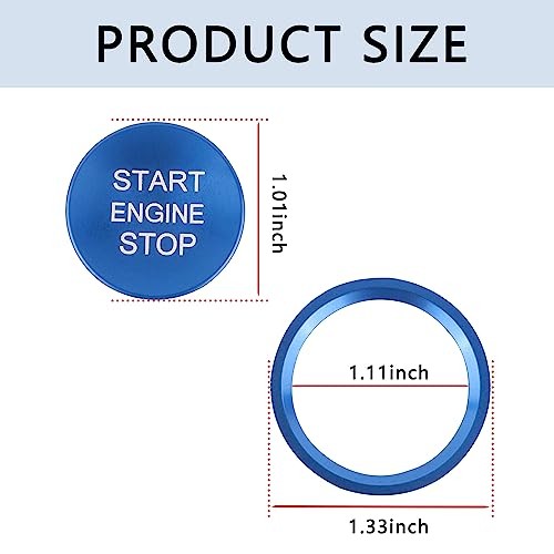 Car Push Start Button Cover Compatible with Audi,Aluminum Engine Start Blue