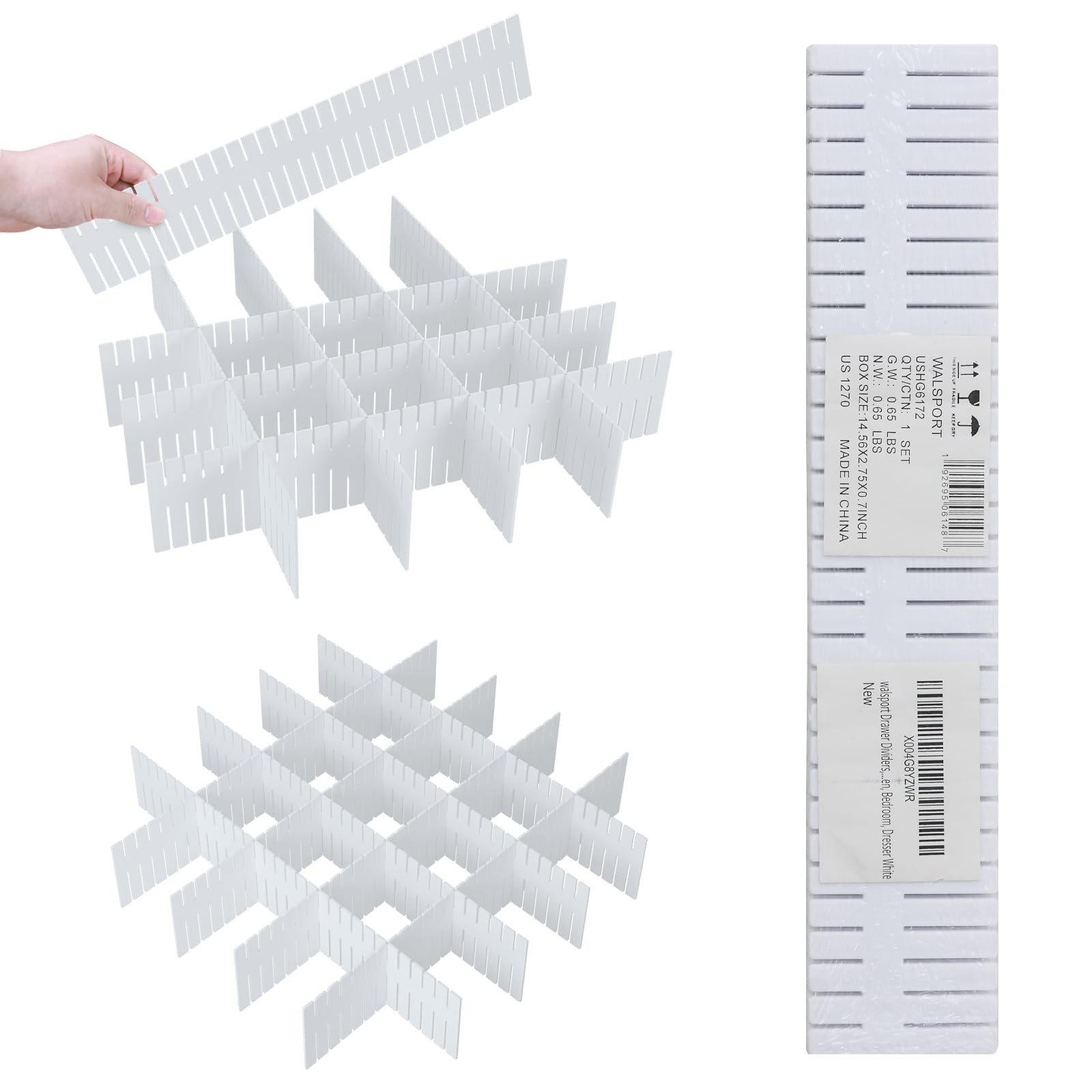 Plastic Drawer Dividers Adjustable Drawer Organizer Dividers Separator for Ti...
