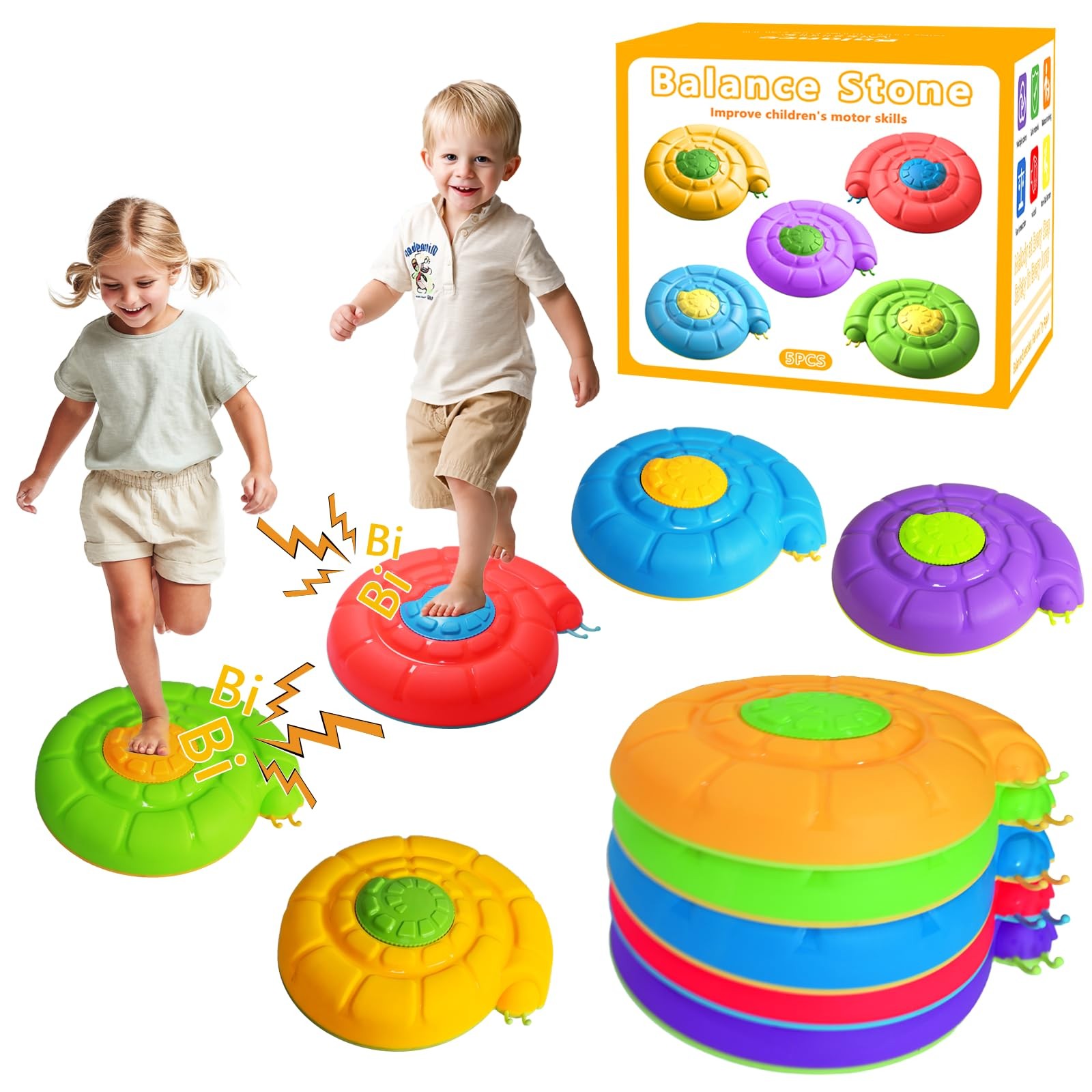 Stepping Stones for , 5 PCS Non-Slip Sensory Stepping Stones for Toddlers 1-3...