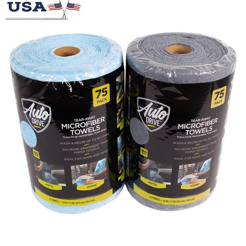 Tear Away Microfiber Towels 75 Count Roll Reusable Absorbent Cleaning Cloths New