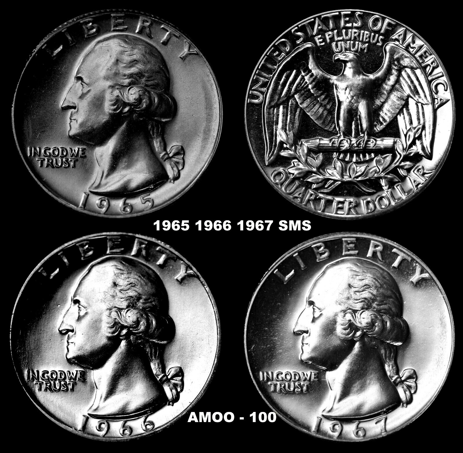 1965 1966 1967 SMS Washington Quarter Set