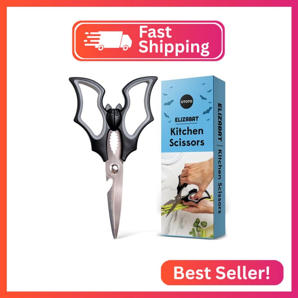 OTOTO Elizabat Kitchen Scissors - Halloween Goth Cute Bat Kitchen Shears, Gothic