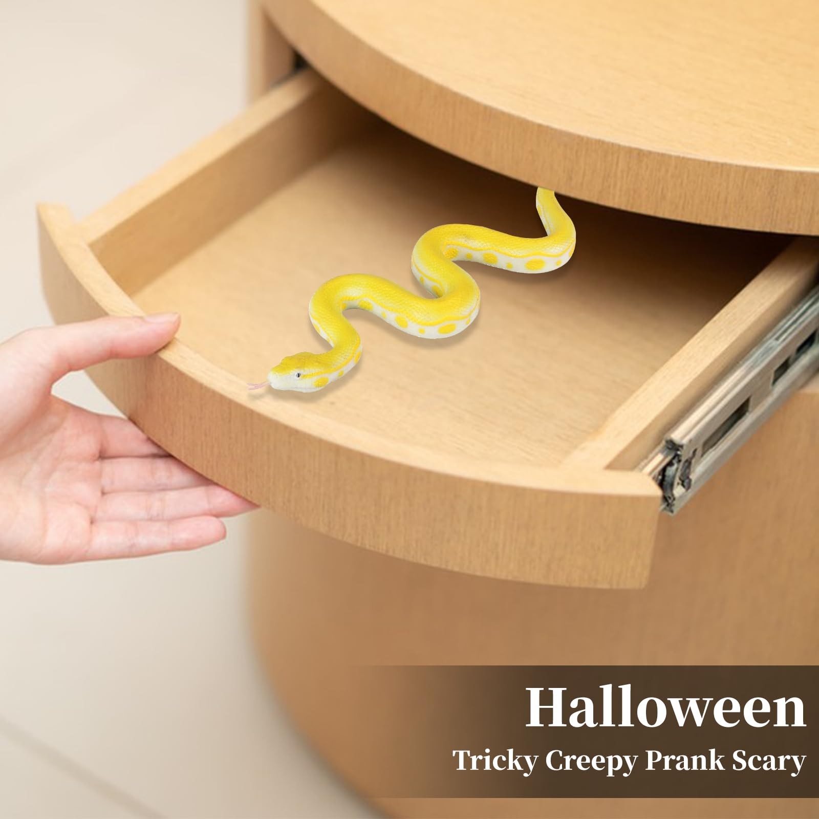 Hsxfl Realistic Fake Snakes Toy Soft Rubber Snake 1 Pack, Yellow