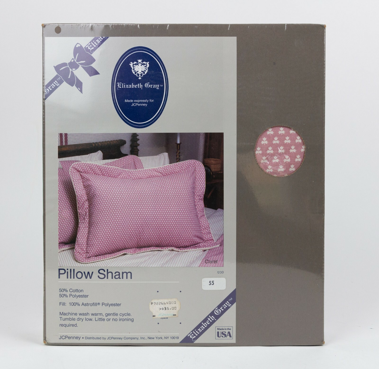 Elizabeth Gray Floral Print Claret Pink Pillow Sham NEW JC Penney Exclusive
