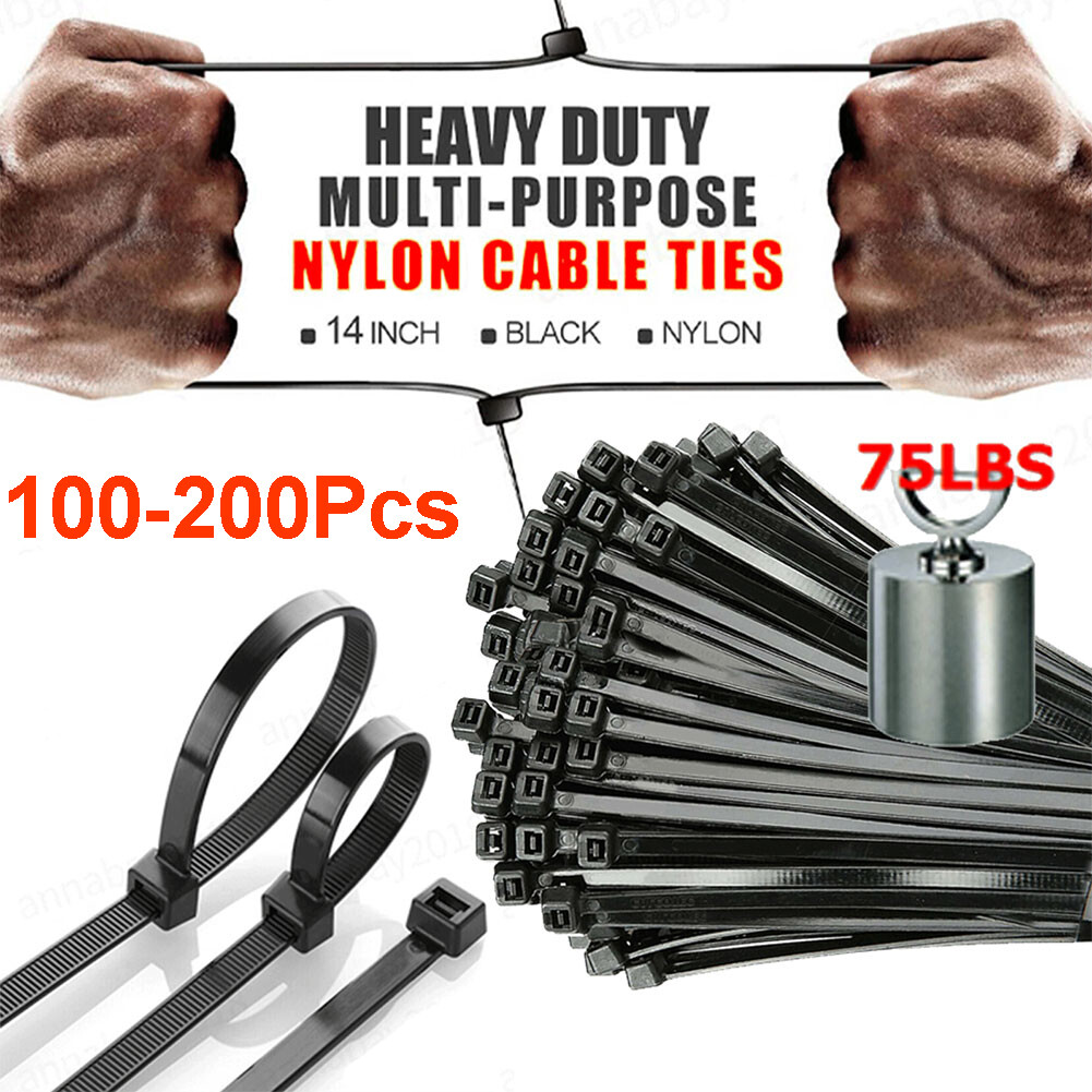 100 14" Cable ZIP TIES Heavy Duty Strong Ultra Nylon Wrap Wire Cord UV Resistant