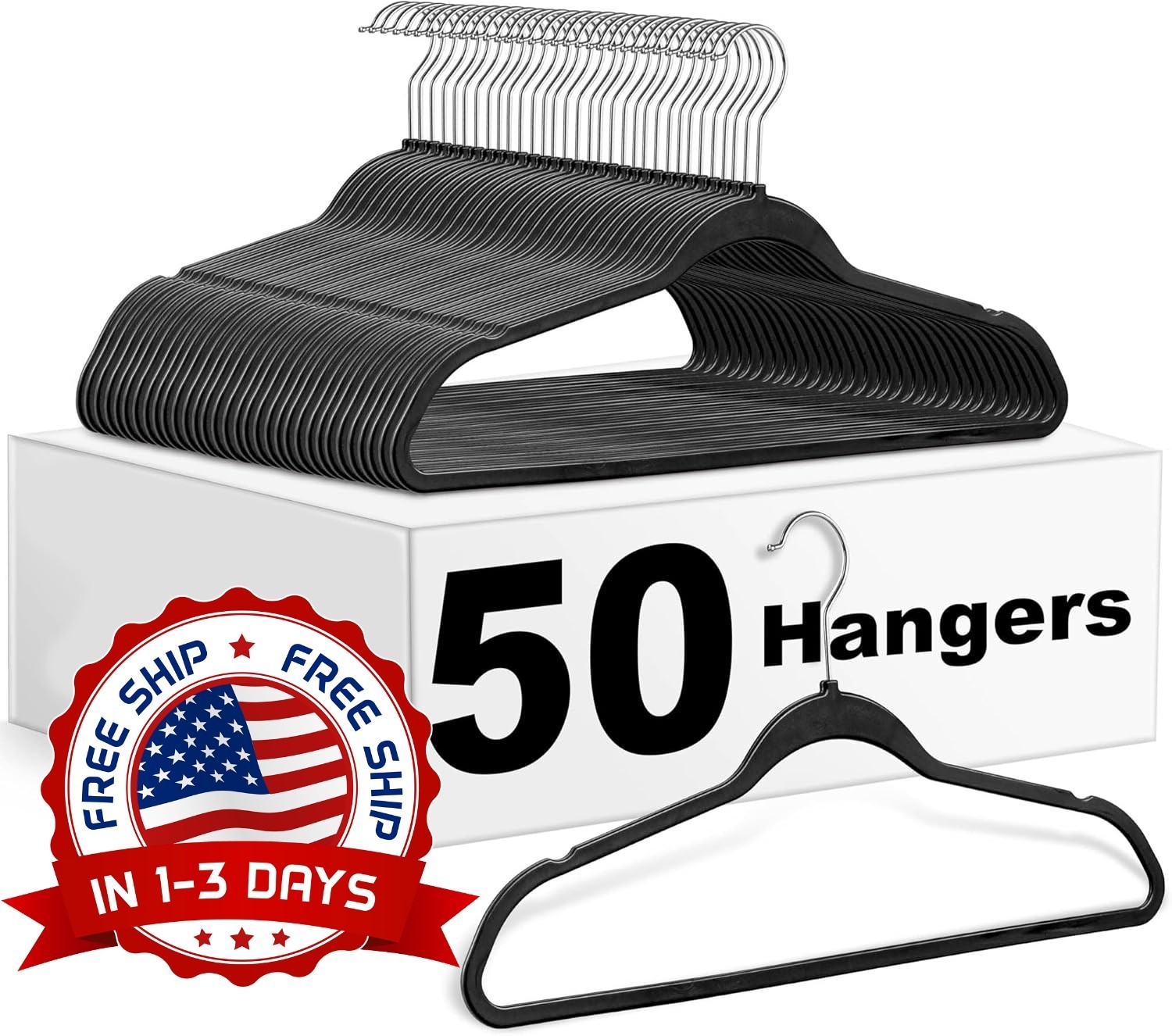 50 PCS Perchas Plástico Gancho Giratorio 360°, Ranuras Antideslizantes NEW US.