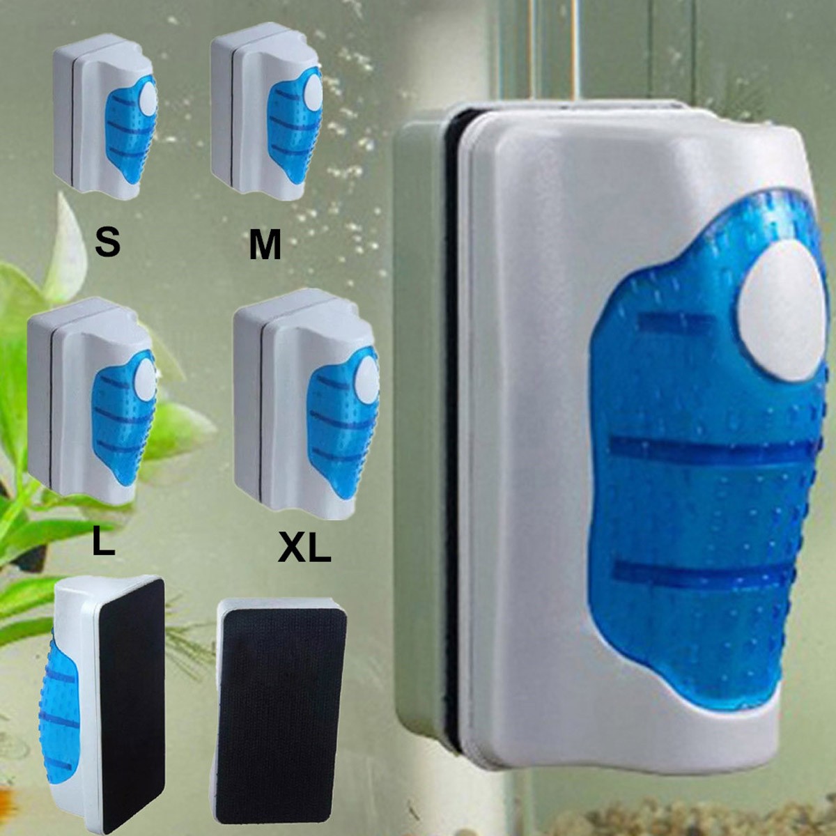 Aquarium Fish Tank Floating Magnetic Glass Cleaner Algae Scraper Brush Scrubber