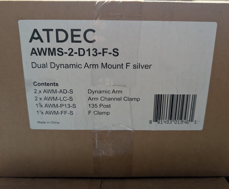 Atdec AWMS-2-D13-F Dual Dynamic Arm Mount (Silver)