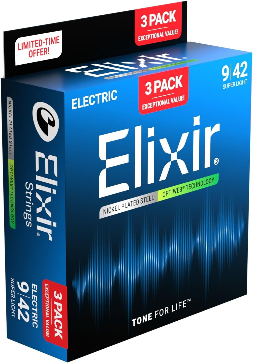 16571 OPTIWEB Electric Guitar Strings Light .009-.042 (3 Pack 19002)
