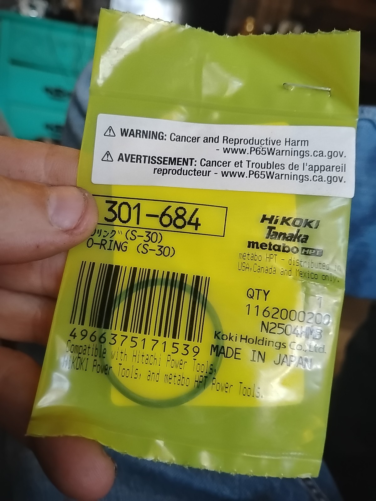 Hitachi 301-684 O-Ring (S-30) For Nailer New