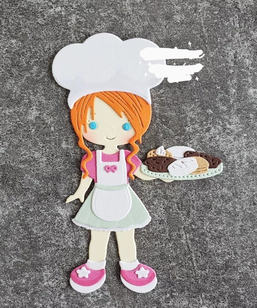 Pastry Girl Metal Cutting Die Card Making Scrapbooking Baking Holidays Cookies
