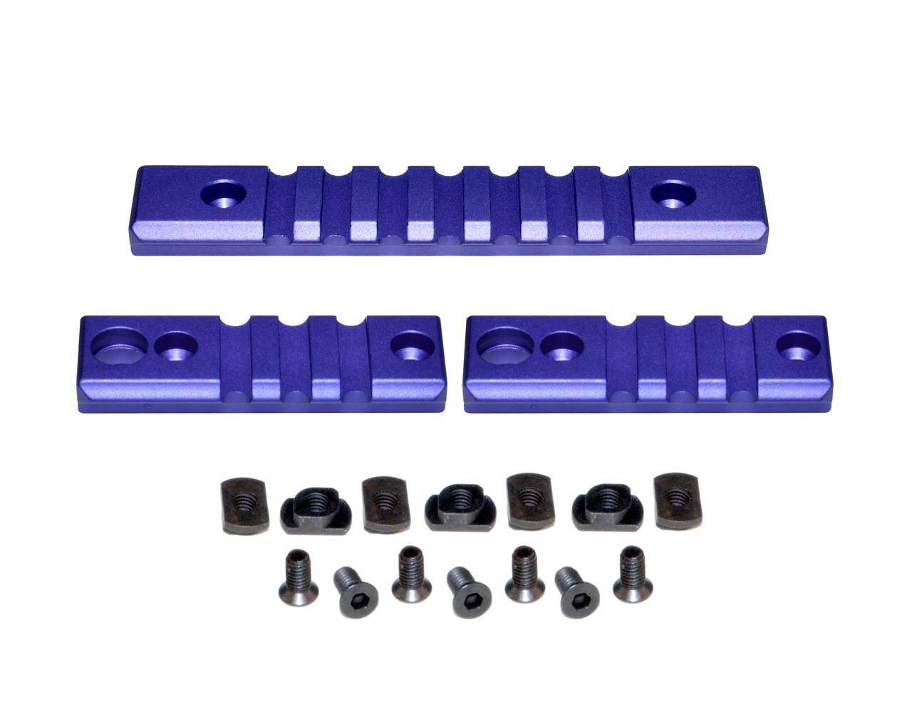 3 pcs Mlok Rail Section with sling swivel hole 1pcs 7 slots 2 pcs 3 slots Purple