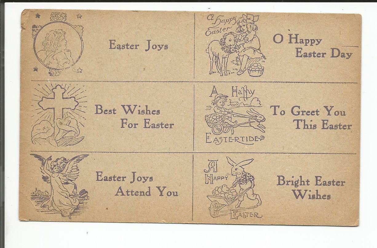 EASTER GREETING POSTCARD WITH 6 MESSAGE CHOICES undivided back
