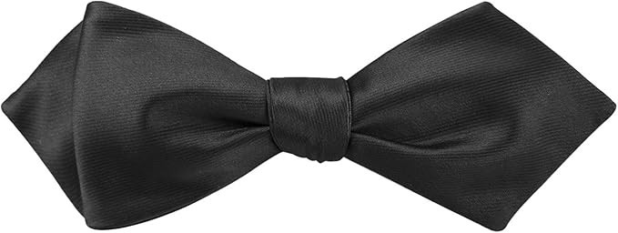 Men's Exquisite Woven Silk Self Bowtie Solid Diamond Bow Ties Black
