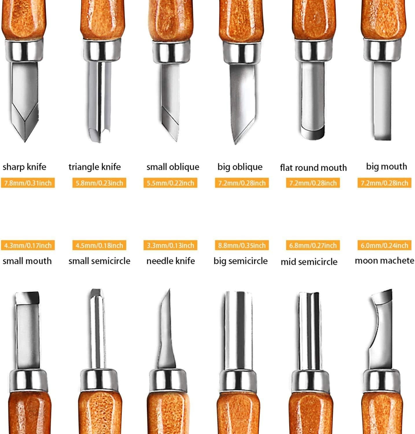 Versatile Wood Carving Knife Set for Experts and Beginners, 20 Tools Included