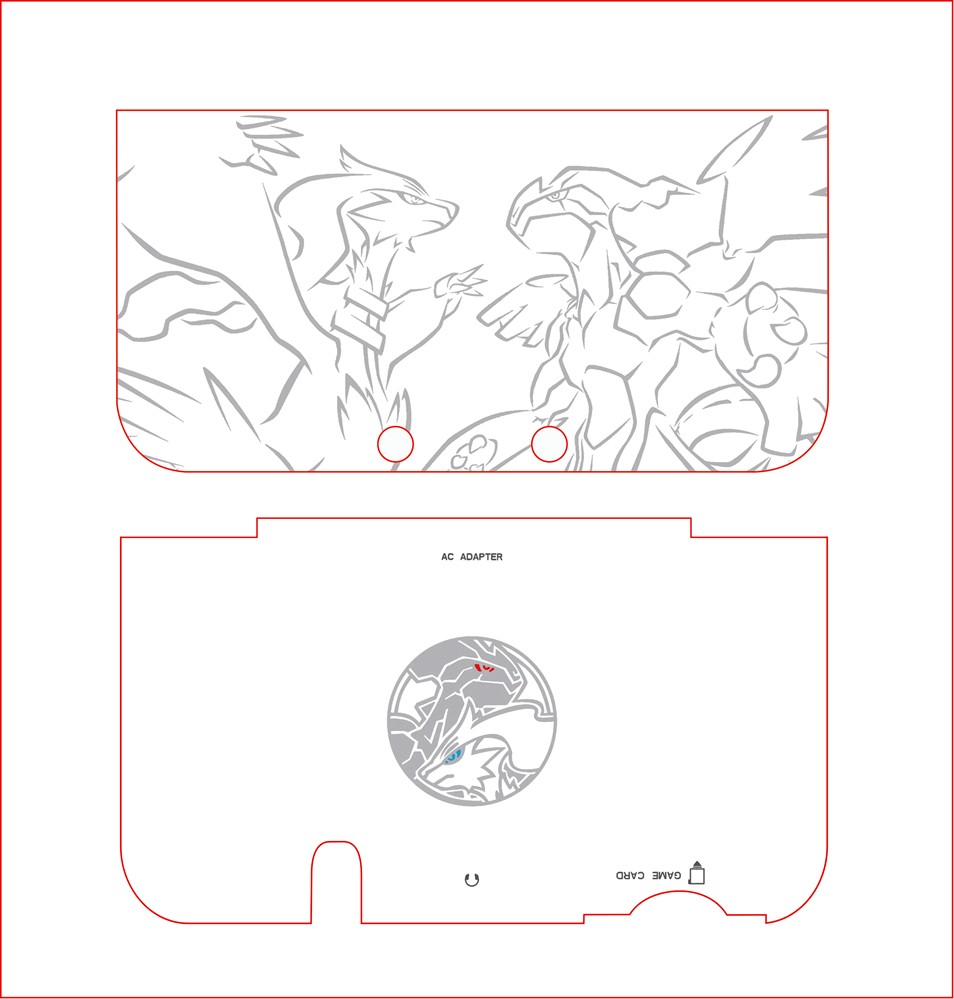 Pokemon Reshiram Zekrom Faceplate Shell Case Cover for Nintendo New 3DS LL/XL