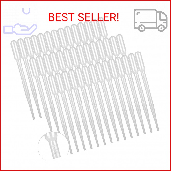 moveland 100 PCS 3ML Dropper Pipettes Essential Oil Transfer, Disposable Plastic