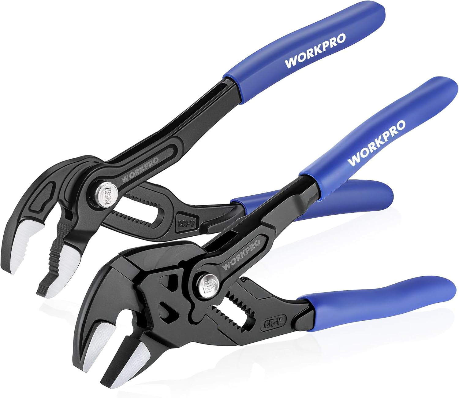 2 PCS 7-Inch Pliers Wrench & Groove Joint Pliers Set, Quick Adjust | CR-V Steel,