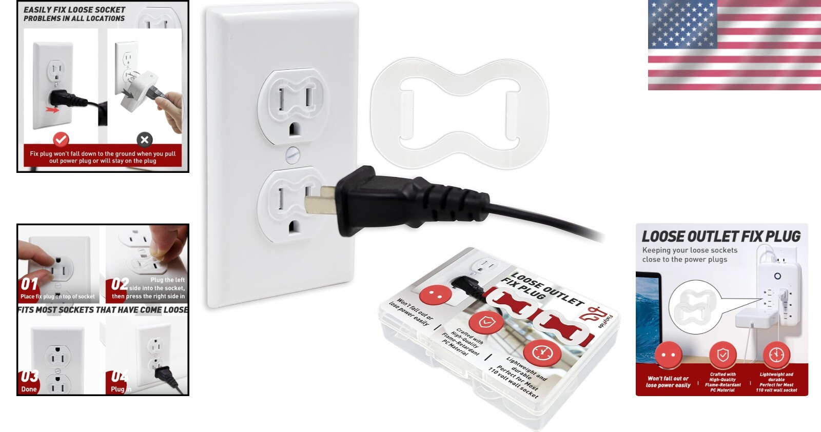 Loose Outlet Repair Plug - 30-Pack Socket Extender for Type A/B Compatibility