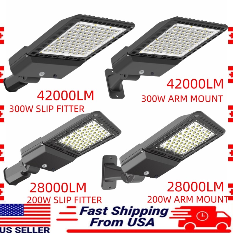 300W LED Parking Lot Light Street Pole Lighting Outdoor Commercial Lights 200W