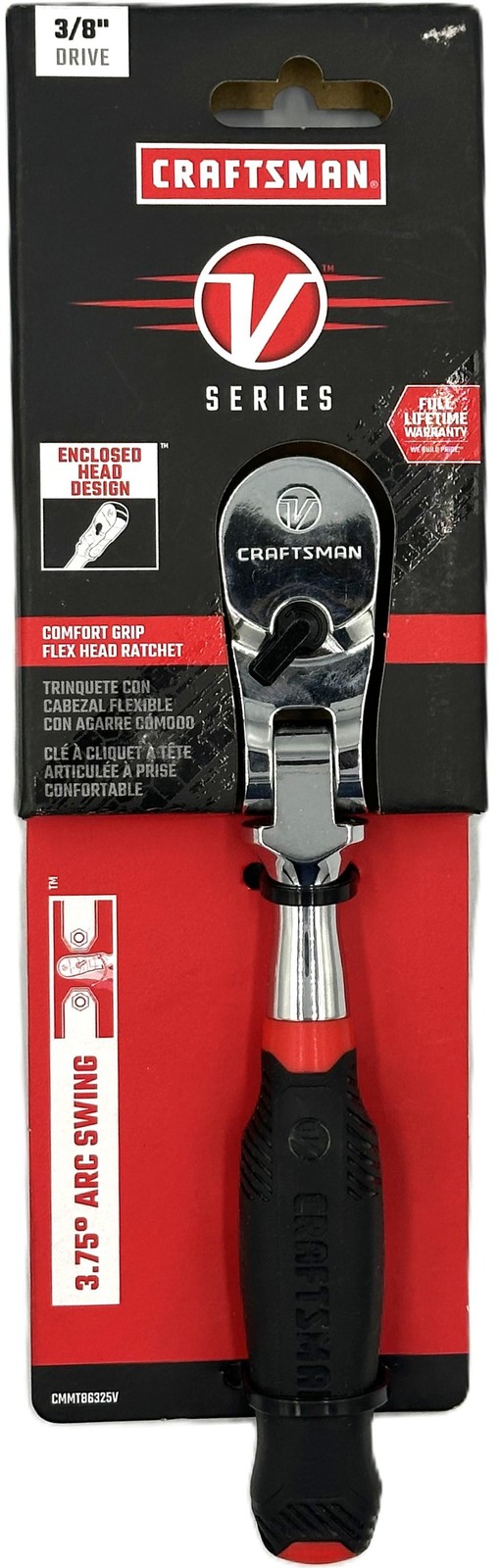 CRAFTSMAN V-SERIES Ratchet, 3/8" Drive, 96-Tooth, Comfort Grip CMMT86325V