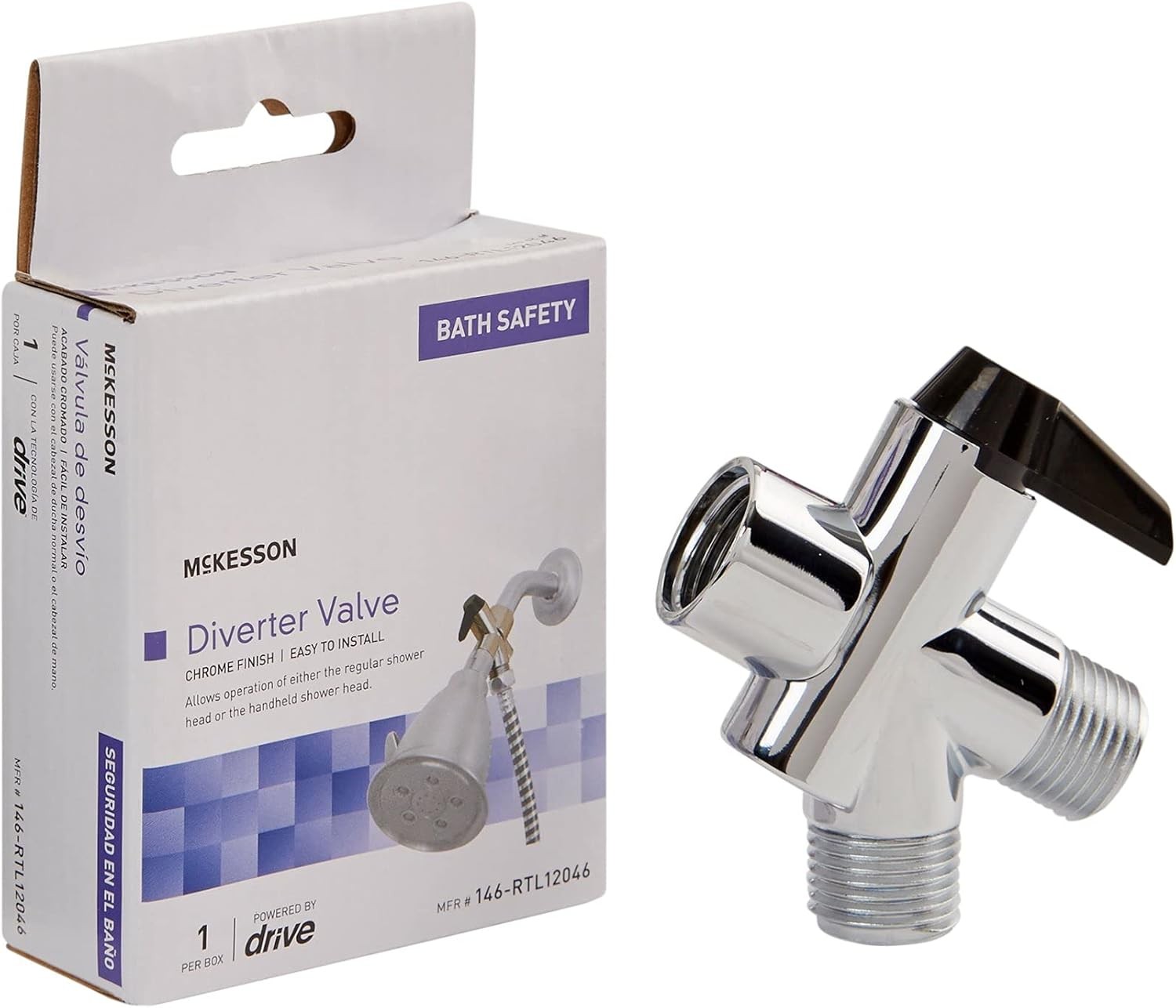 Diverter Valve Chrome Plated 1/2 in Threading for Handheld Shower Head